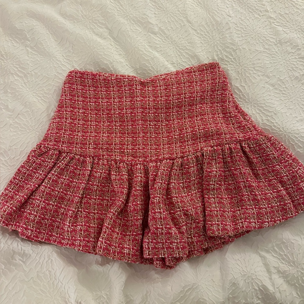 Zara Pink and White Tweed Skort